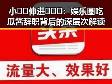小🐔🐔伸进🈲🔞🔞：娱乐圈吃瓜酱辞职背后的深层次解读