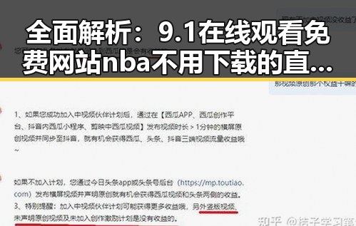 全面解析：9.1在线观看免费网站nba不用下载的直免费版的优势与使用指南