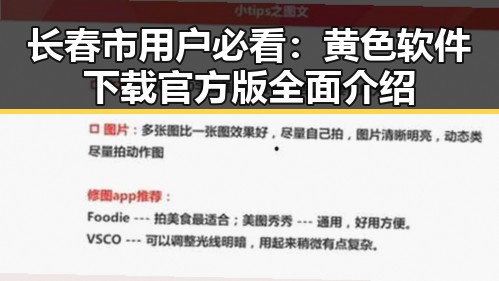 长春市用户必看：黄色软件下载官方版全面介绍