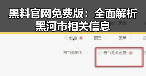 黑料 官网免费版：全面解析黑河市相关信息