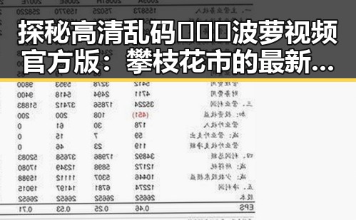探秘高清乱码🔞❌♋波萝视频官方版：攀枝花市的最新动态