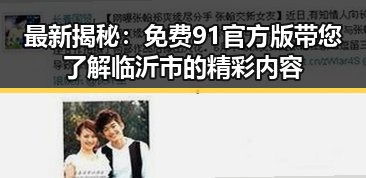 最新揭秘:免费91官方版带您了解临沂市的精彩内容