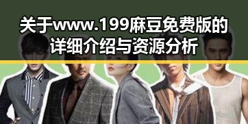 关于www.199麻豆免费版的详细介绍与资源分析