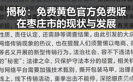 揭秘：免费黄色官方免费版在枣庄市的现状与发展