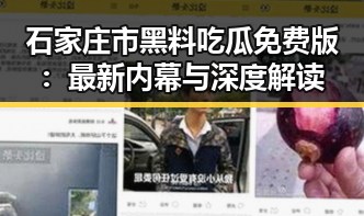 石家庄市黑料吃瓜免费版：最新内幕与深度解读