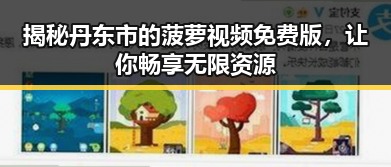 揭秘丹东市的菠萝视频免费版,让你畅享无限资源